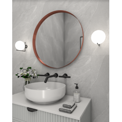 Κρεμαστός Καθρέπτης Iron Circle Slim Φ42 εκ. με Led Black (Μαύρος)